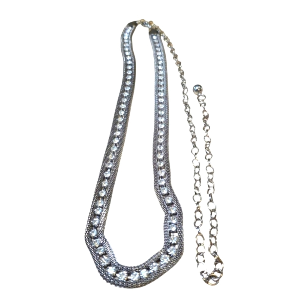 Elegant Silver Tone Rhinestone Waist-Chain-Belt.